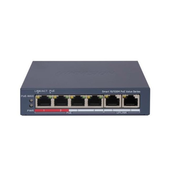 HIKVISION DS-3E1106P-EI/M 6 PORT 4X 10/100MB POE + 2X 10/100MB UPLINK YÖNETİLEBİLİR SWITCH